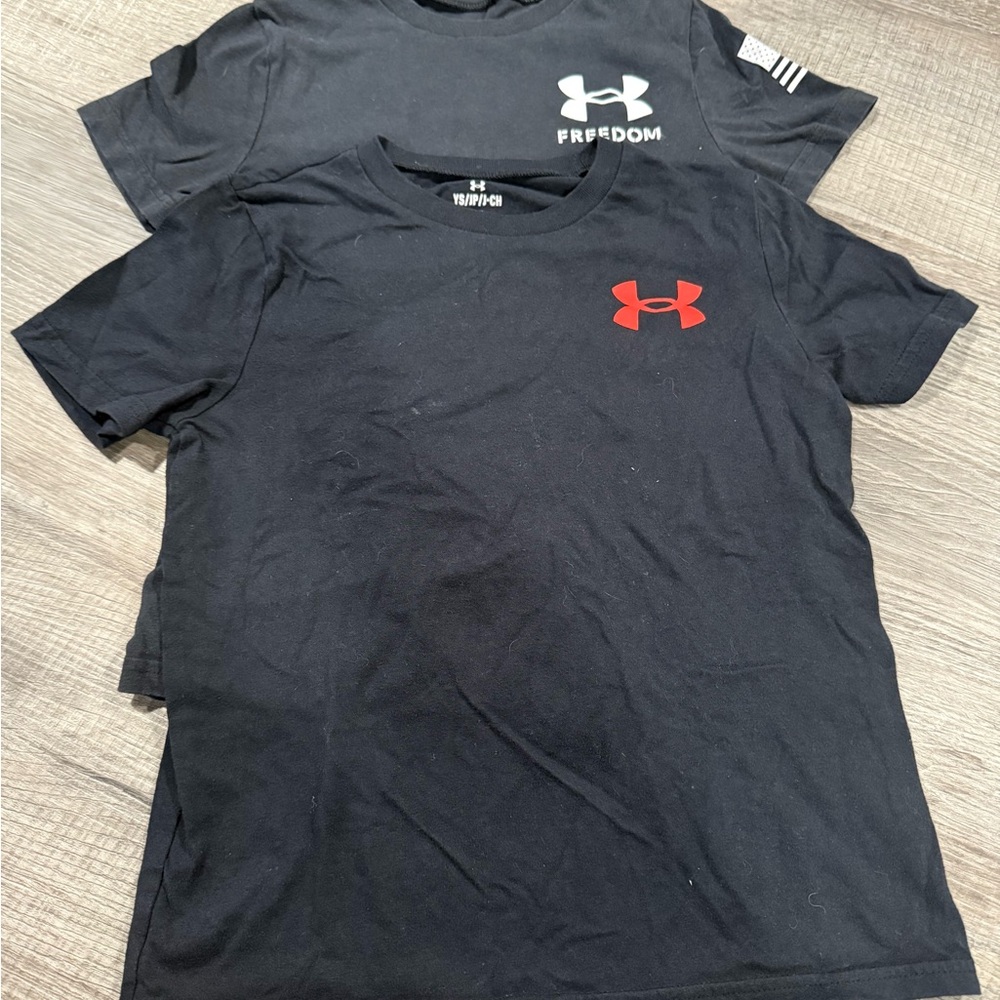 Under Armour Black T-Shirts with Red and White Logos